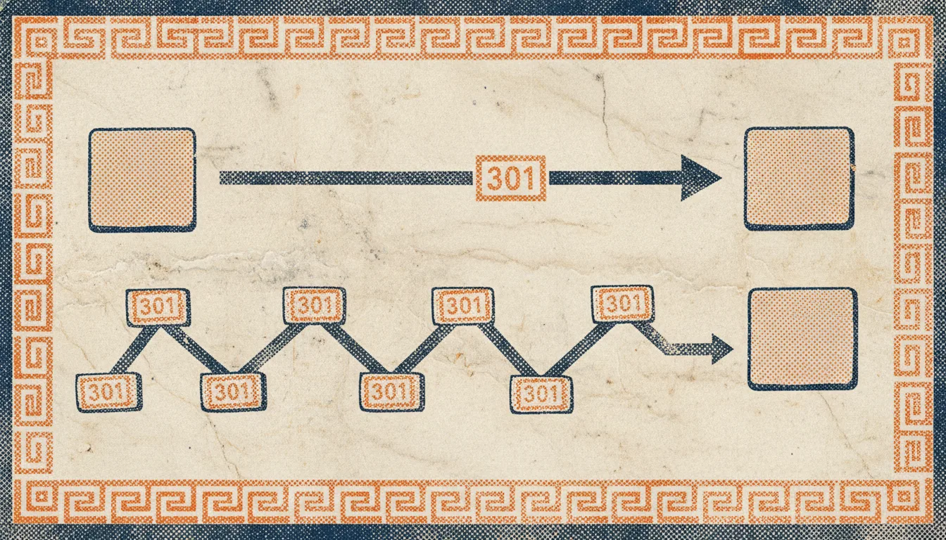 Comparison of a clean single 301 redirect against a chained multi-hop path